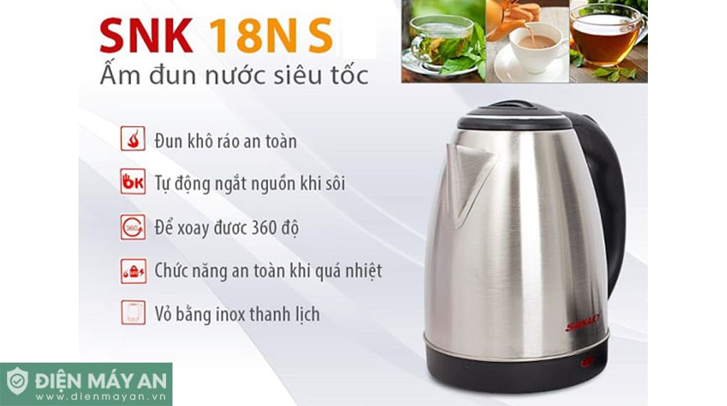 Ấm đun nước siêu tốc Sanaky SNK18NS